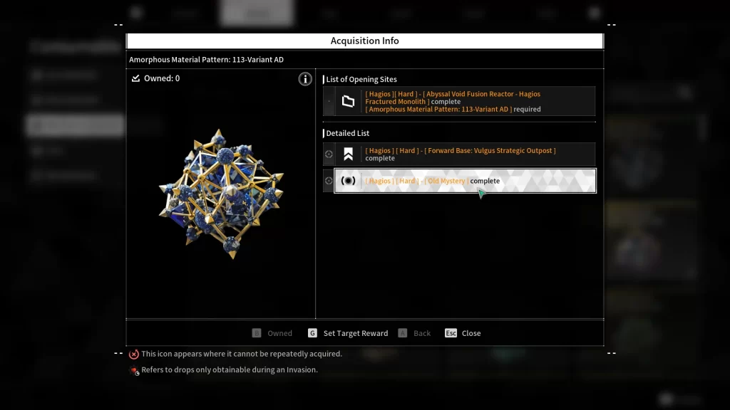 Target Reward List - Materials 1